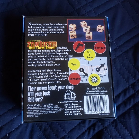 Twilight Creations Zombies base game dice game and 2 expansions (lot of 4) - Picture 8 of 8